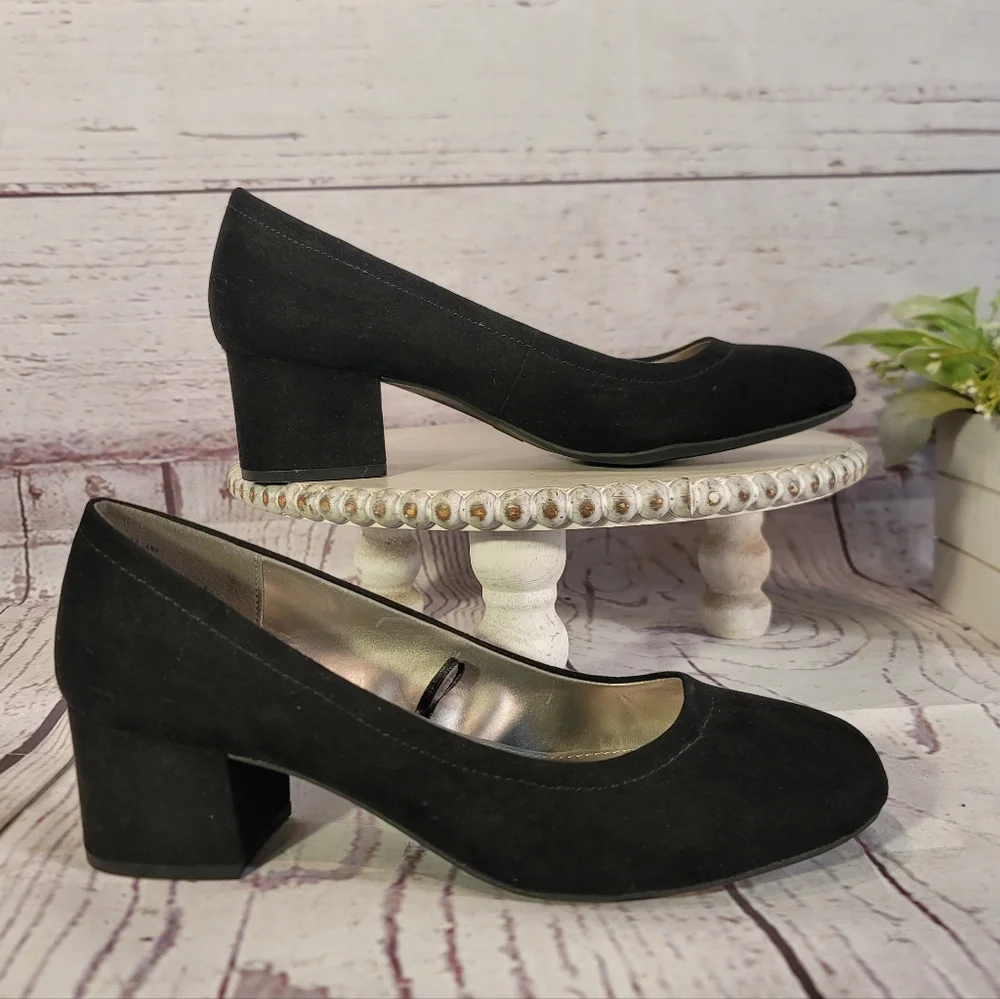 NWOT Worthinton LANA Black Women's Block Heel Pump Shoes Size 8.5
